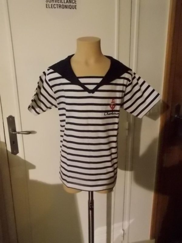 Tshirt Marinière enfant col matelot brodé Cherbourg