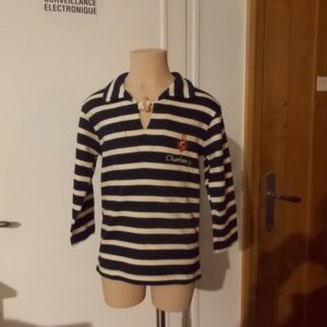 Pull marinière bouton bois brodé « Cherbourg »