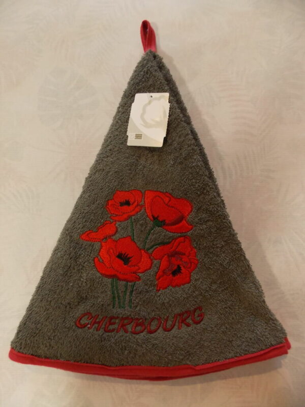 Essuie-mains en éponge Coquelicots avec broderie Cherbourg