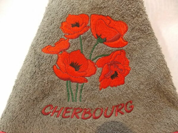 Essuie-mains en éponge Coquelicots avec broderie Cherbourg – Image 2