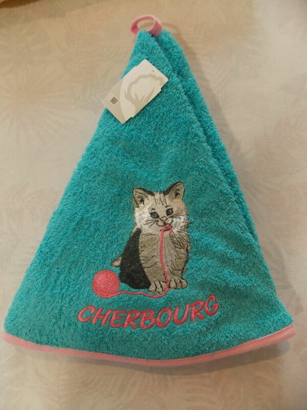 Essuie-mains en éponge Chaton avec broderie Cherbourg