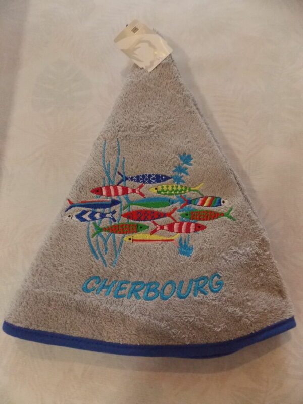 Essuie-mains en éponge Poissons avec broderie Cherbourg