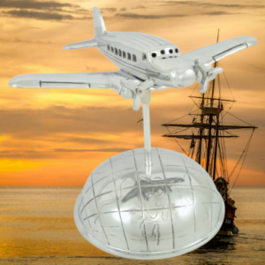 Avion sur Demi-Globe en aluminium
