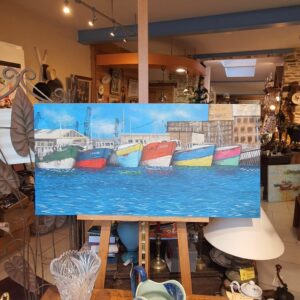 Tableau original Le chantier Bélot de Cherbourg, années 60, par Lyna Phillips