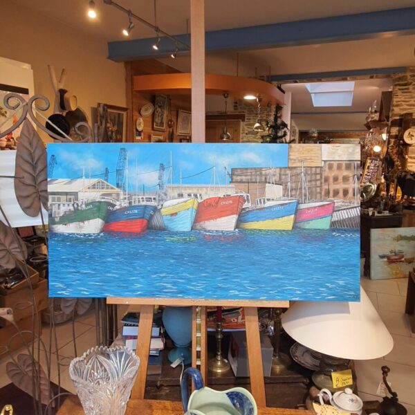 Tableau original Le chantier Bélot de Cherbourg, années 60, par Lyna Phillips