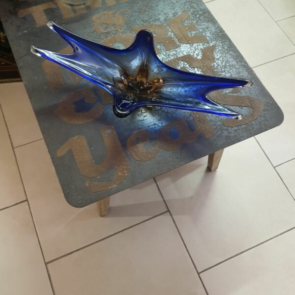 Coupe Vintage Bi-colore bleue et ambre, années 70's, verre italien – Image 4
