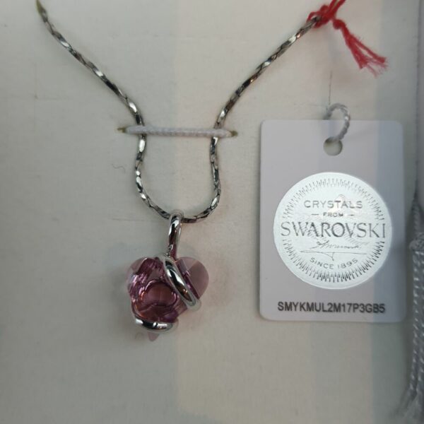 Superbe Collier Cœur rose Andréa Marazzini. Seconde main. Cristal Swarovski. – Image 3