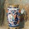 Ancien Vase double anses Imari bronze et porcelaine, fin XIXème