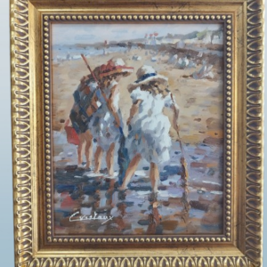 Tableau original de Francis Cristaux « La Pêche à pied ».