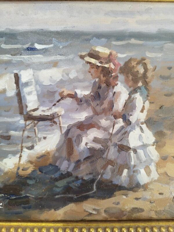 Tableau original de Francis Cristaux « Peinture à la Plage». – Image 3