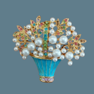 Broche Coupe de perles en émail et perles