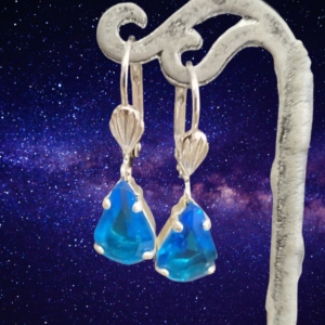 Paire de Boucles d'oreille en cristal bleu swarovski