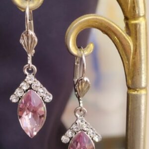 Paire de Boucles d'oreille en cristal rose swarovski