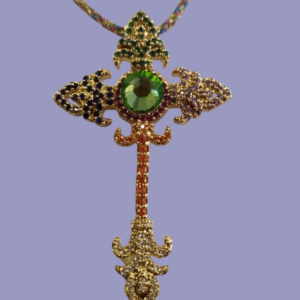 Collier avec Croix en Cristal Swarovski à dominante verte