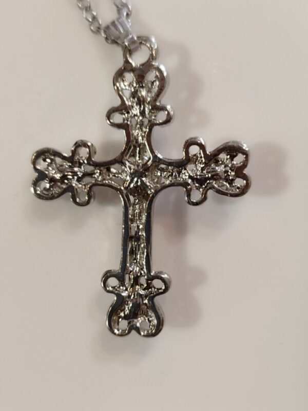 Collier Croix en cristaux Swarovski transparents fabrication artisanale française – Image 2