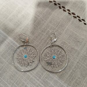 Paire de Boucles d'oreille avec centre turquoise artisanat français