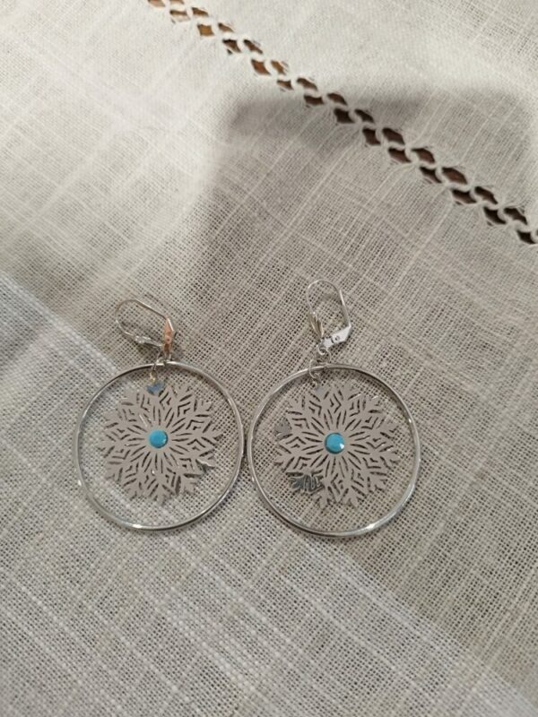 Paire de Boucles d'oreille avec centre turquoise artisanat français