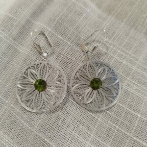 Paire de Boucles d'oreille avec cristal vert Swarovski