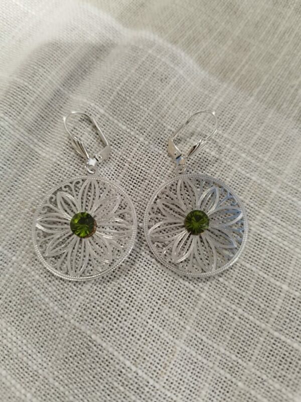 Paire de Boucles d'oreille avec cristal vert Swarovski