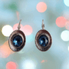 Paire de Boucles d'oreille en cristal Swarovski bleu, dormeuse ovale. – Image 2