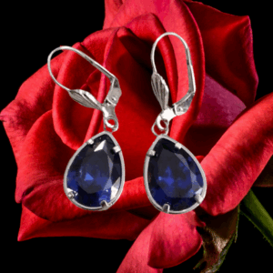Paire de Boucles d'oreille en cristal Swarovski bleu profond