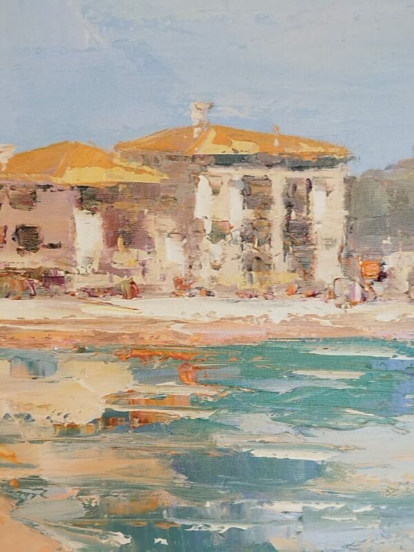 Tableau original de V. Turban " Promenade sur la plage ", grand format. – Image 5