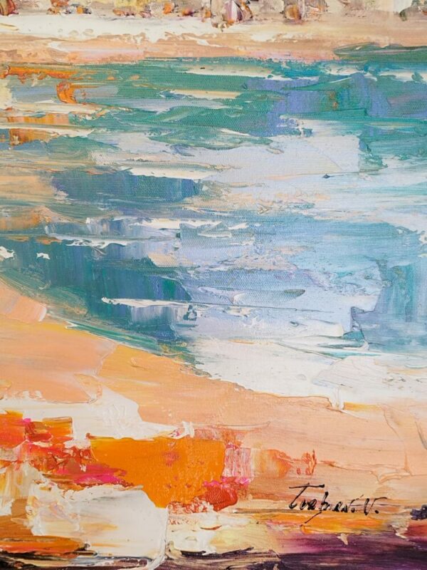 Tableau original de V. Turban " Promenade sur la plage ", grand format. – Image 3