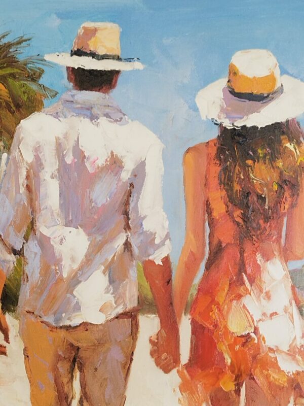 Tableau original de V. Turban " Promenade sur la plage ", grand format. – Image 6