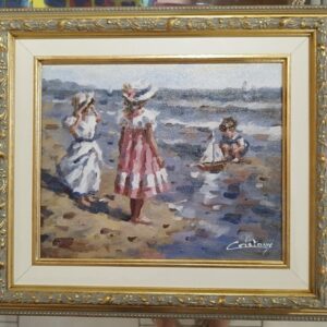 Tableau original de Francis Cristaux « à la Plage »