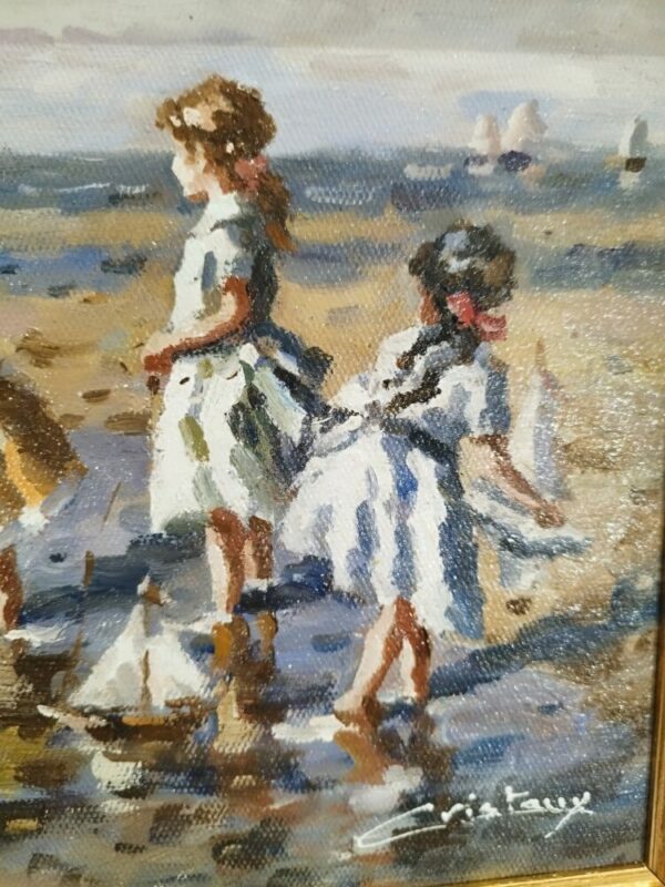Tableau original de Francis Cristaux « Course de petits voiliers » – Image 2