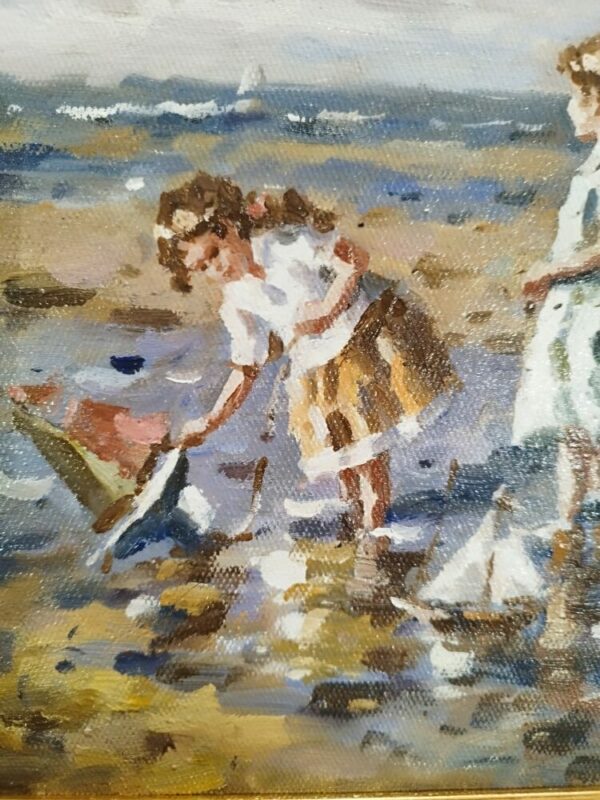 Tableau original de Francis Cristaux « Course de petits voiliers » – Image 4
