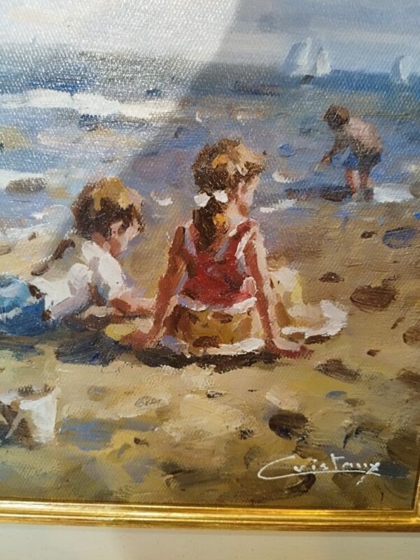 Tableau original de Francis Cristaux « Plage et Seau » – Image 2